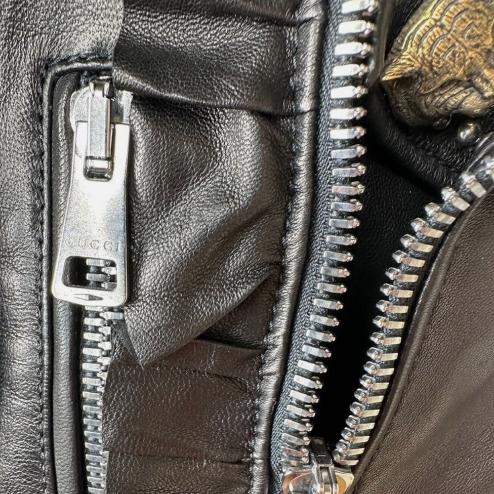 NWT✨ Gucci 2017 Lamb Leather Biker Jacket – Studded & Pearl Detail (IT40 / US 4) - Picture 6 of 13